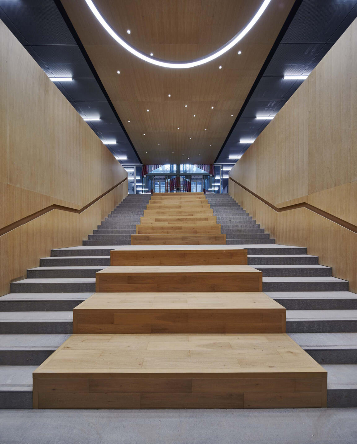 educational architecture, social space, public staircase, auditorium interior design, beijing, vanke school, clou architects